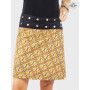 jupe jaune et orange imprimé ethnique motif wax taille femme réglable, coupe A, jupe droite motif japonais orange