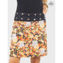 jupe noire a fleurs orange et jaune, jupe florale, jupe liberty orange, jupe a fleurs, jupe colorée, jupe été femme