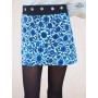 Mini Jupe Patineuse Fille Velours Bleu à Fleurs Réversible - CAYSO