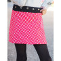 jupe rouge à pois blanc pour petite fille, jupe courte, jupe ceinture noire, bouton pression, jupe taille haute, jupe genoux