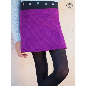 Jupe Portefeuille Fille en Velours Côtelé Violet Taille Unique - ILLICE