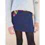 jupe jean avec poche pour fille, coupe droite mi cuisse hauteur genoux
