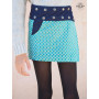 jupe fillette courte imprimé block print palmier avec poche, jupe verte fille a poche en jean, jupe courte portefeuille