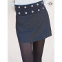 Jupe Jean noir unicolore pour fille, jupe denim enfant, jupe boutonnée fille, jupe droite , portefeuille, courte, réversible