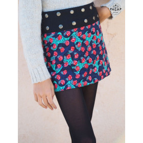 jupe ethnique originale pour fille coton imprimé ceinture boutonnée tissu boheme collection hiver automne