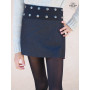 petite jupe courte pour fille en jean noir boutonnée coupe droite ceinture bouton metal hauteur genoux marque francaise