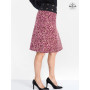 jupe genoux rouge bordeau femme, motif ronces, jupe taille haute, jupe femme