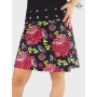 Jupe noire à fleurs, jupe trapèze, jupe asymetrique, jupe a chic, juep pas cher, jupe wrap, jupe cache coeur, jupe genoux fendue
