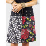 jupe réversible, jupe noire, jupe wrap, jupe enveloppante, jupe carreaux, jupe fleurs