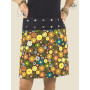 jupe multicolore, jupe marron, jupe a fleurs, jupe ceinture noire, jupe ventre plat, jupe jaune, jupe fendue, jupe ouverte