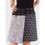 jupe réversible femme Noire et blanche coupe portefeuille taille réglable, jupe cache coeur, jupe wrap