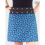 jupe bleue imprimé motif rétro tricolore blockprint indien, jupe coton coupe droite femme, jupe à bouton
