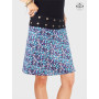 jupe bleue imprimé liberty, jupe popeline, coton, jupe taille haute, jupe droite femme, jupe genoux à fleurs