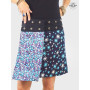 jupe bleue réversible, jupe bleu marine, jupe amotif, jupe wrap, jupe fendue, jupe portefeuille à bouton