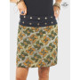jupe verte, jupe femme, motif eventail, jupe ceinture bouton metal, jupe genoux, jupe droite en coton