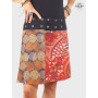 jupe boheme marron et rouge, jupe réversible enveloppane, jupe wrap africaine