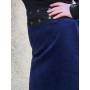 jupe bleue foncée, jupe velours côtelé bleu, jupe boutonnée bleue, jupe fendue, jupe portefeuille, jupe corduroy