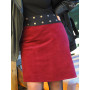 Jupe velours rouge côtelée réversible en velours milleraies unicolore jupe portefeuille femme