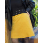 jupe orange en velours, taille unique femme, tenue jupe hiver avec collant, jupe genoux, portefeuille boutonnée