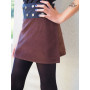 jupe fille trapèze marron bison, jupe wrap, jupe velours côtelé, jupe ceinture noire, jupe asymétrique