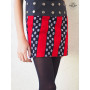 jupe fille velours a bandes noire et rouge avce logo de marque pacap, ceinture large bande boutonnée