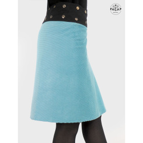 jupe velours bleu clair côtelée