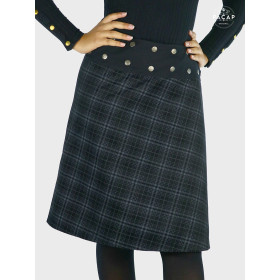 jupe noire a carreaux, jupe tartan, jupe écossaise, jupe quadrillée, jupe velours, jupe grise, jupe longue femme