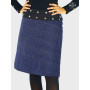 jupe liberty bleue pour femme en velours fin, jupe bleue a petites fleurs, jupe hiver velours