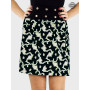 jupe droite noire classe elegante pour femme, a fleurs , taille haute ajustable bouton pression