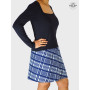 jupe blanche à carreaux bleue, velours, jupe évasée, tartan bleu, jupe hiver ecosse longueur genoux