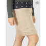 Jupe hiver femme velours marron cotelée reversible genoux ceinture noire imprimée liberty