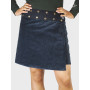 jupe femme velours hiver noire taille ajustable ceinture noire mi longue reversible fait main