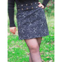 jupe femme velours hiver noire taille ajustable ceinture noire bouton pression mi longue reversible fait main