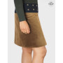jupe hiver femme velours marron réversible taille réglable mi longue ceinture noire bouton pression
