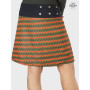 jupe hiver femme velours marron réversible imprimée à chevrons taille réglable mi longue ceinture noire