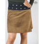 jupe hiver femme velours marron réversible taille réglable mi longue ceinture noire boutonnée
