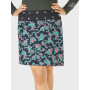 Jupe Femme velours fleuri taille ajustable noire ceinture réversible mi longue marque francaise 100% coton