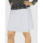 jupe trapèze grise micro motif, jupe asymetrique, jupe coton , jupe femme imprimé ethnique spirale