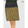 jupe mi longue droite marron motif cachemire, gouttes d'eau, paisley