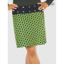 jupe verte, coupe droite, motif pois bleu, jupe femme, jupe coton imprimé