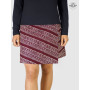 jupe rouge bordeaux imprimée ethnique, jupe asymetrique,  fendue, trapéze, velours