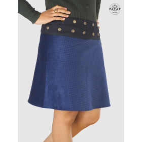 jupe velours bleue imprimée