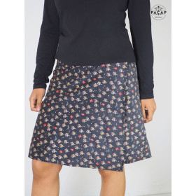 Jupe Longue Noire Imprimée Noel Femme Velours Fete de noel marque francaise marseille reversible