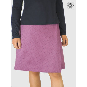 jupe velours rose à pois, jupe hiver, jupe rose bonbon, jupe trapèze enveloppante