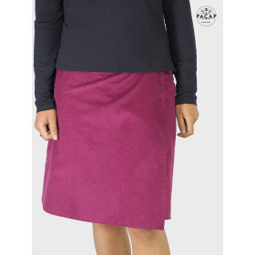 Jupe Longue à Pois violette Taille ajustable Velours Réversible marque francaise fournisseurs grossiste