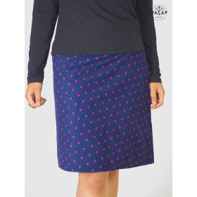 Jupe Hiver Réversible à Coeurs Longue Femme velours ceinture noire bouton pression fait main marseille