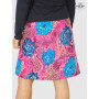 jupe d'hiver pour femme imprimé a fleurs rose et bleue, jupe a grosse rose, grosse fleurs