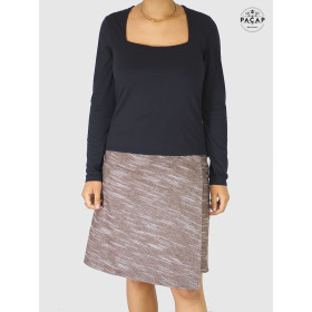jupe Longue Laine taille ajustable Femme Hiver velours marron reversible bouton pression Marseille