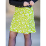 jupe velours vert pomme flashy trapèze fendue, asymetrique lberty