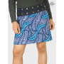 jupe bleue coton femme imprimé bulle , blockprint, réversible, ceinture bouton pression